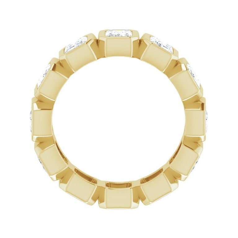 Sapphire Row Natural Diamond Emerald-Cut Bezel Band - 10K Yellow Gold, 4 (view 2)