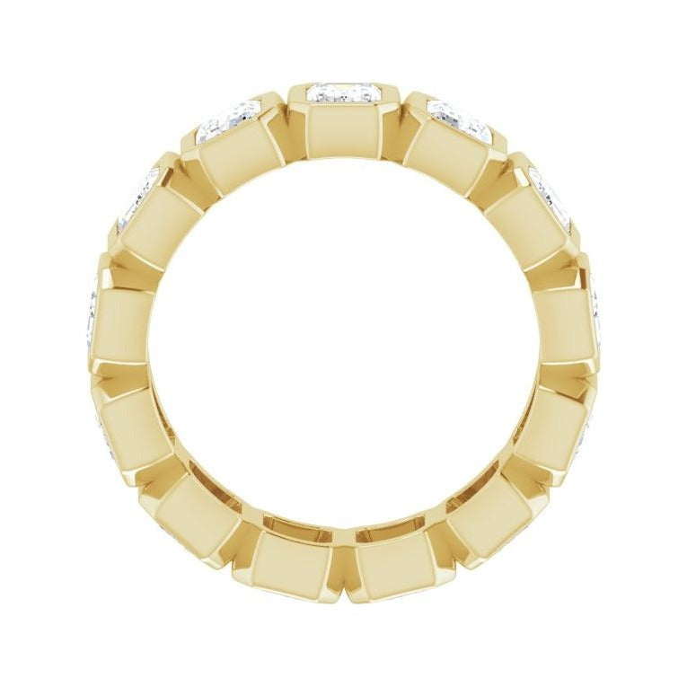 Sapphire Row Natural Diamond Emerald-Cut Bezel Band - 10K Yellow Gold, 5 (view 2)