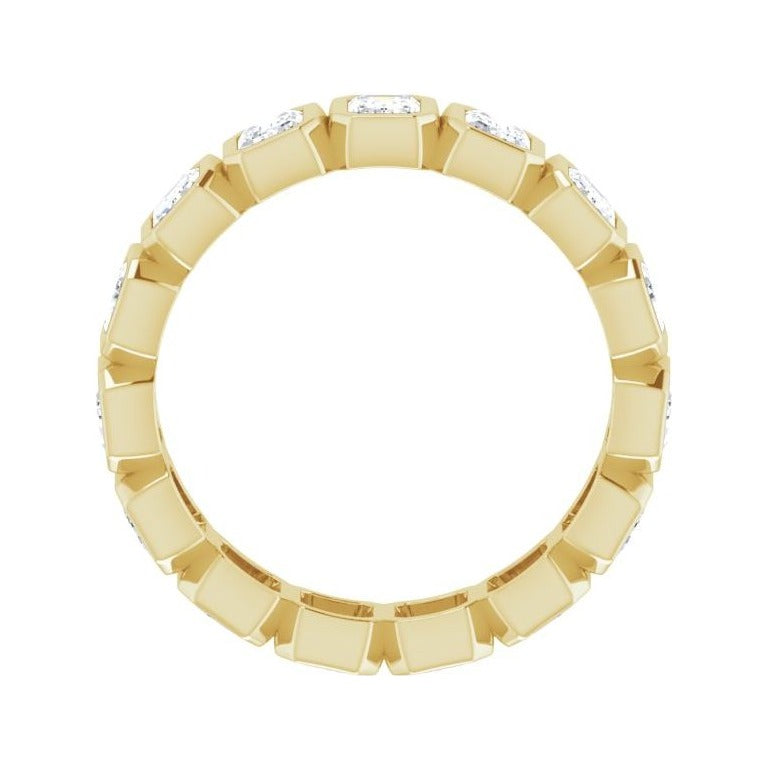 Sapphire Row Natural Diamond Emerald-Cut Bezel Band - 10K Yellow Gold, 9 (view 2)