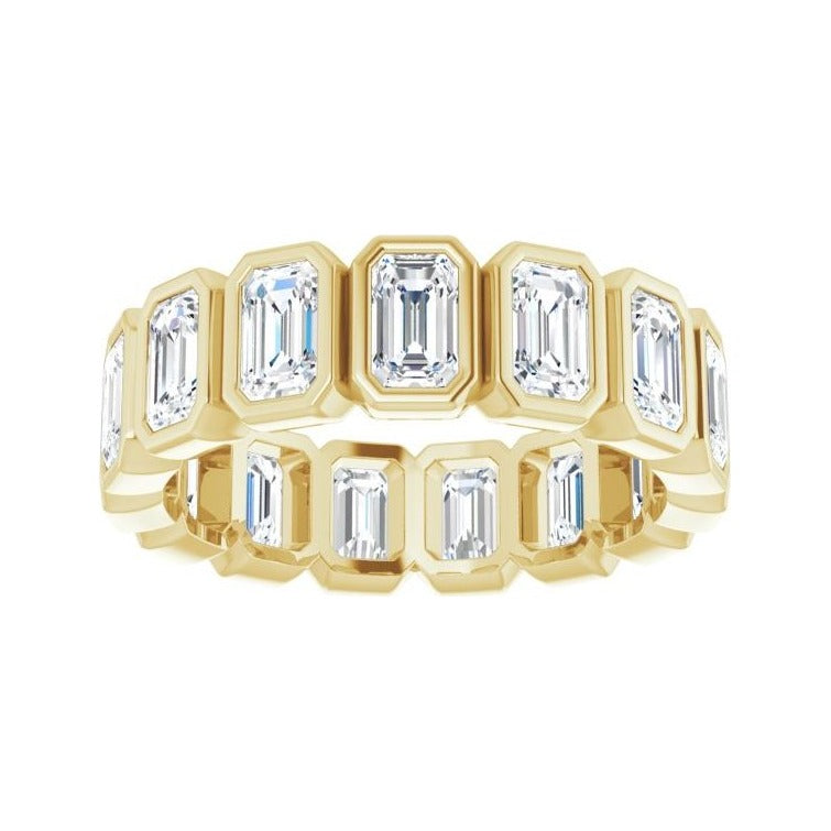 Sapphire Row Natural Diamond Emerald-Cut Bezel Band - 10K Yellow Gold, 9 (view 3)