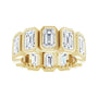 Sapphire Row Natural Diamond Emerald-Cut Bezel Band - 14K Yellow Gold, 4 (view 3)