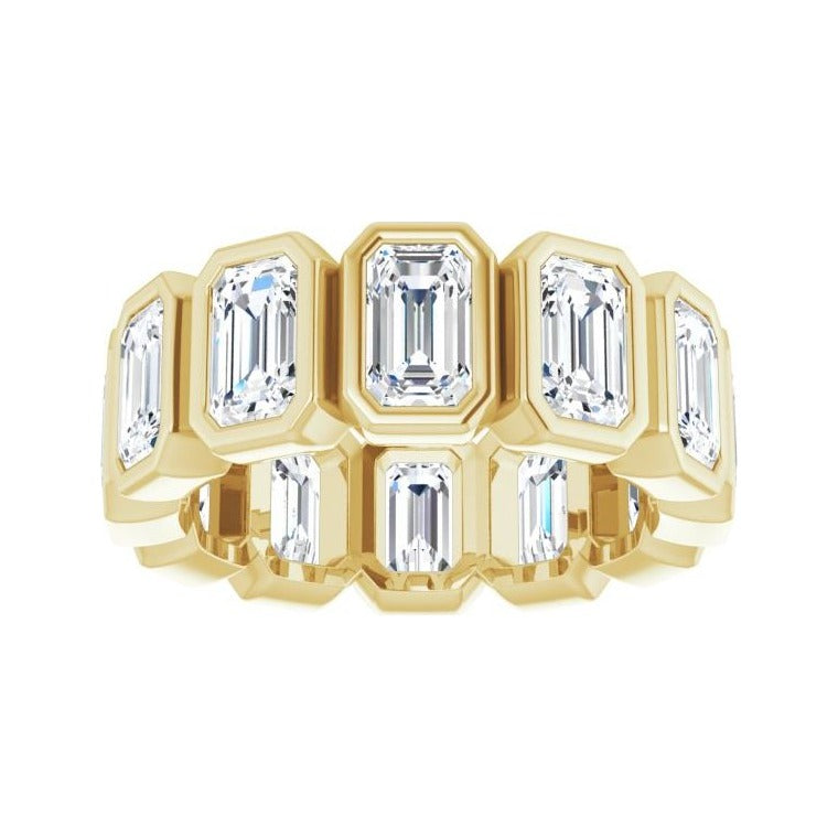 Sapphire Row Natural Diamond Emerald-Cut Bezel Band - 14K Yellow Gold, 4 (view 3)