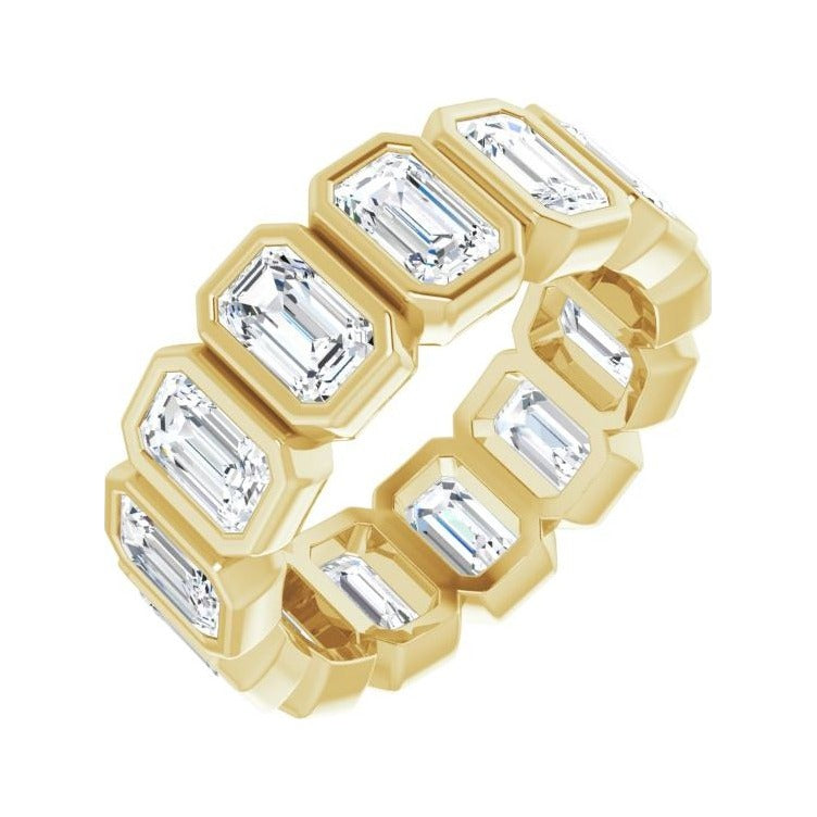 Sapphire Row Natural Diamond Emerald-Cut Bezel Band - 14K Yellow Gold, 5