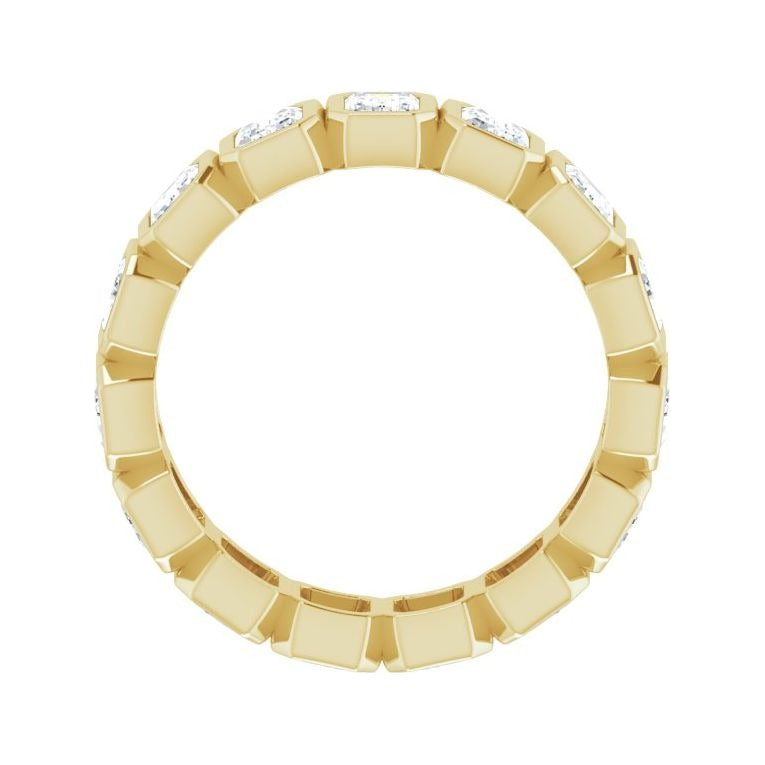 Sapphire Row Natural Diamond Emerald-Cut Bezel Band - 14K Yellow Gold, 8 (view 2)