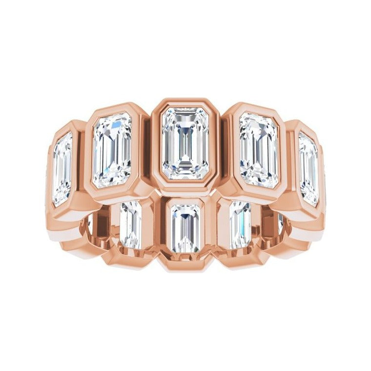 Sapphire Row Natural Diamond Emerald-Cut Bezel Band - 10K Rose Gold, 4 (view 3)
