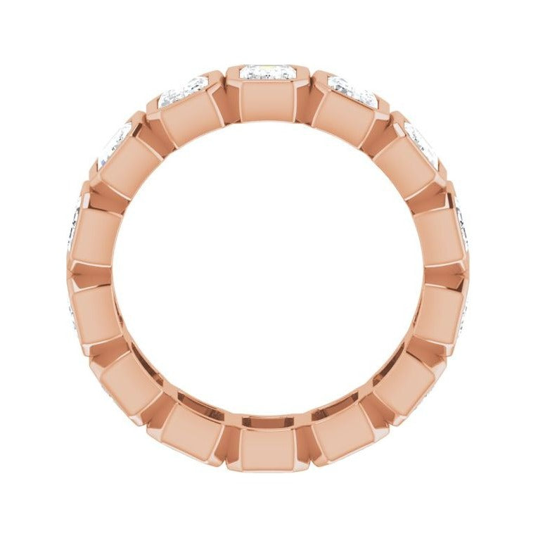 Sapphire Row Natural Diamond Emerald-Cut Bezel Band - 10K Rose Gold, 6 (view 2)