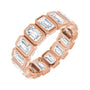 Sapphire Row Natural Diamond Emerald-Cut Bezel Band - 10K Rose Gold, 8