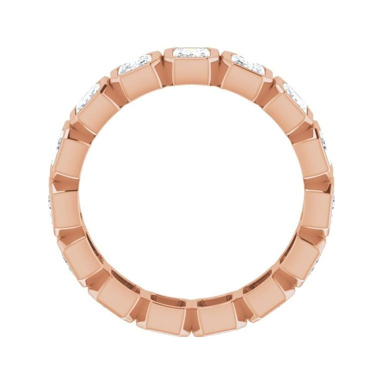 Sapphire Row Natural Diamond Emerald-Cut Bezel Band - 10K Rose Gold, 8 (view 2)