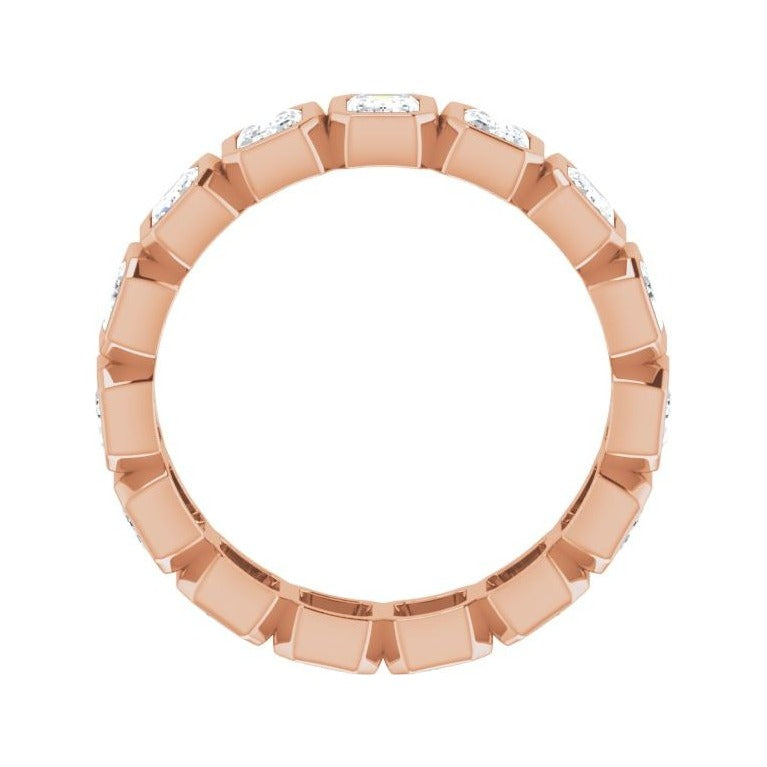 Sapphire Row Natural Diamond Emerald-Cut Bezel Band - 10K Rose Gold, 9 (view 2)