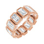 Sapphire Row Natural Diamond Emerald-Cut Bezel Band - 14K Rose Gold, 4