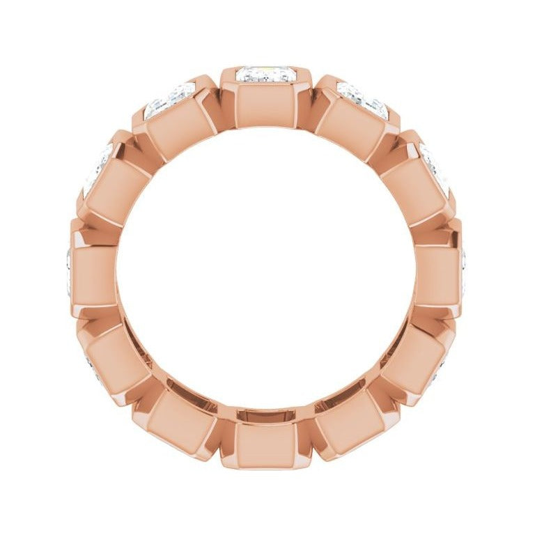 Sapphire Row Natural Diamond Emerald-Cut Bezel Band - 14K Rose Gold, 4 (view 2)