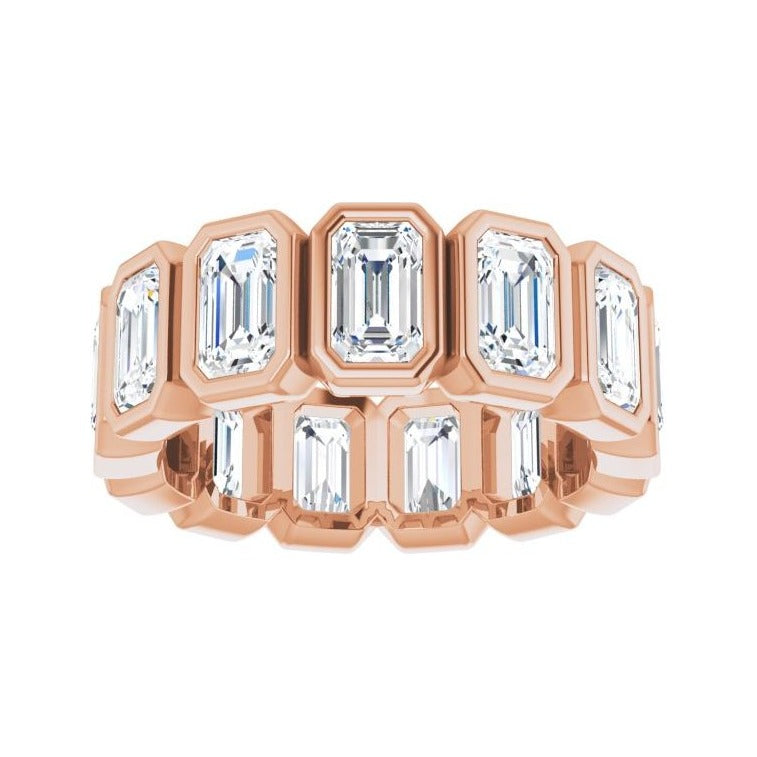 Sapphire Row Natural Diamond Emerald-Cut Bezel Band - 14K Rose Gold, 5 (view 3)