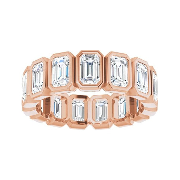 Sapphire Row Natural Diamond Emerald-Cut Bezel Band - 14K Rose Gold, 8 (view 3)