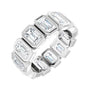 Sapphire Row Natural Diamond Emerald-Cut Bezel Band - 10K White Gold, 4.75