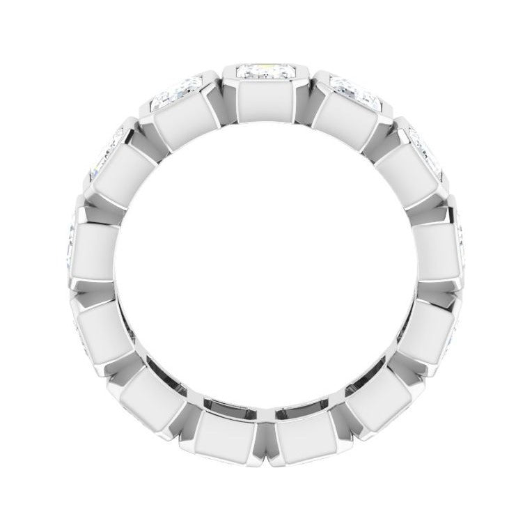 Sapphire Row Natural Diamond Emerald-Cut Bezel Band - 10K White Gold, 4.75 (view 2)
