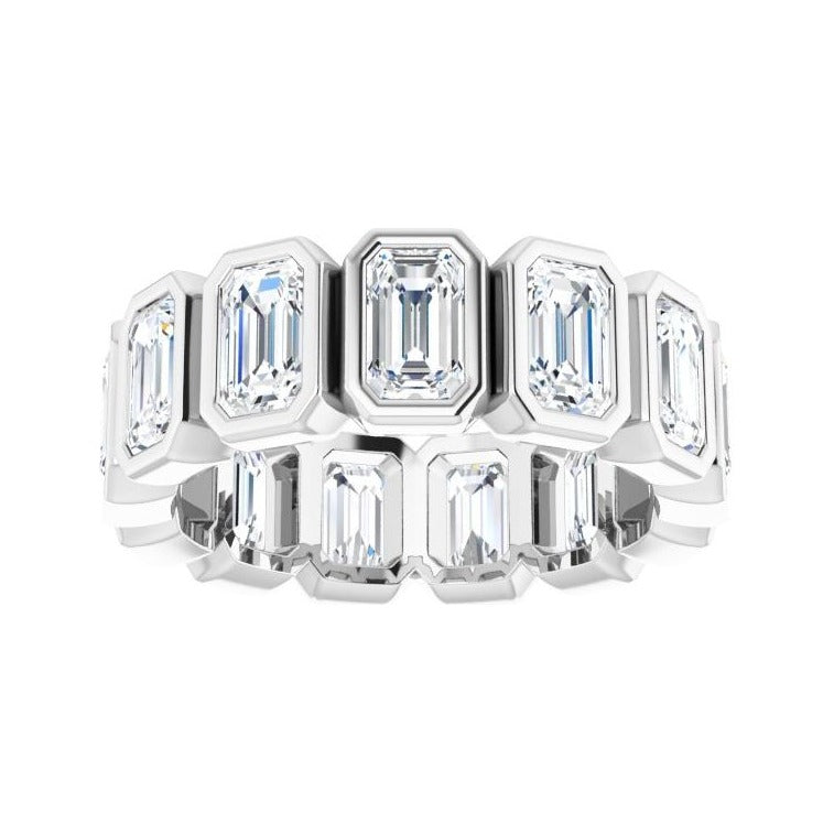 Sapphire Row Natural Diamond Emerald-Cut Bezel Band - 10K White Gold, 5.75 (view 3)