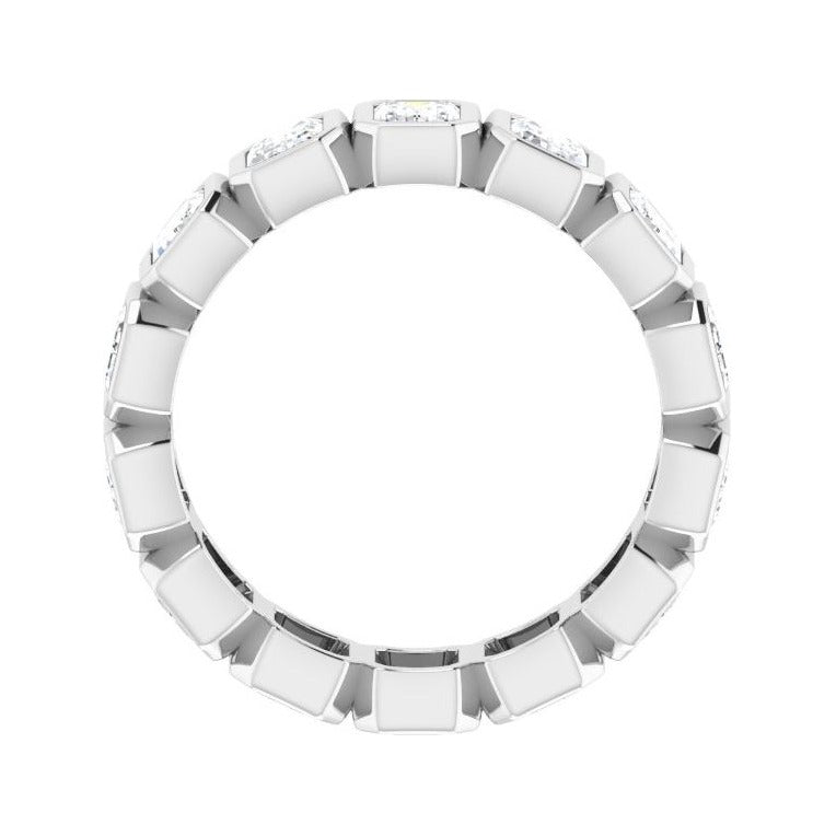 Sapphire Row Natural Diamond Emerald-Cut Bezel Band - 10K White Gold, 6.75 (view 2)