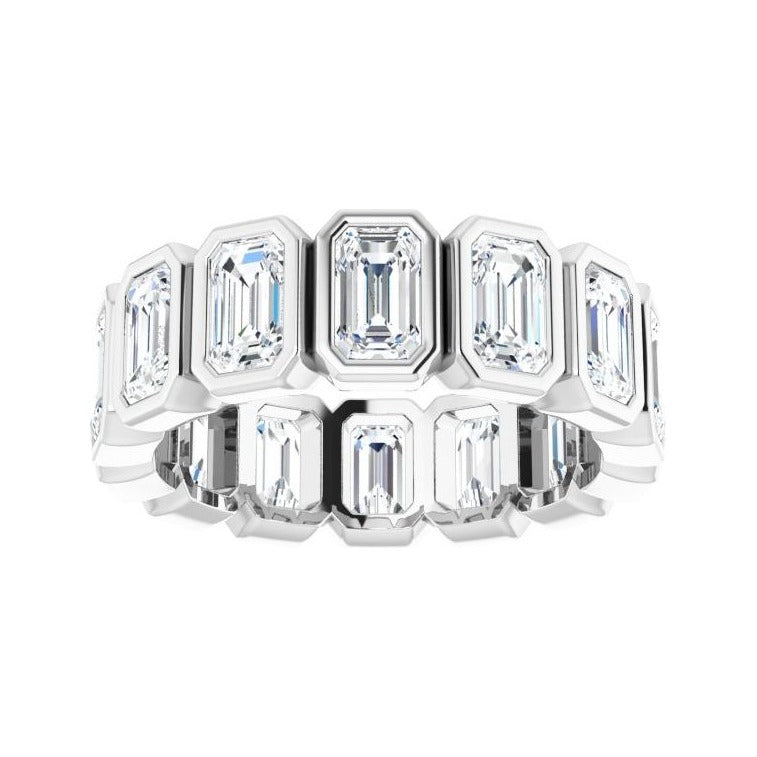 Sapphire Row Natural Diamond Emerald-Cut Bezel Band - 10K White Gold, 6.75 (view 3)