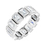 Sapphire Row Natural Diamond Emerald-Cut Bezel Band - 10K White Gold, 7.25
