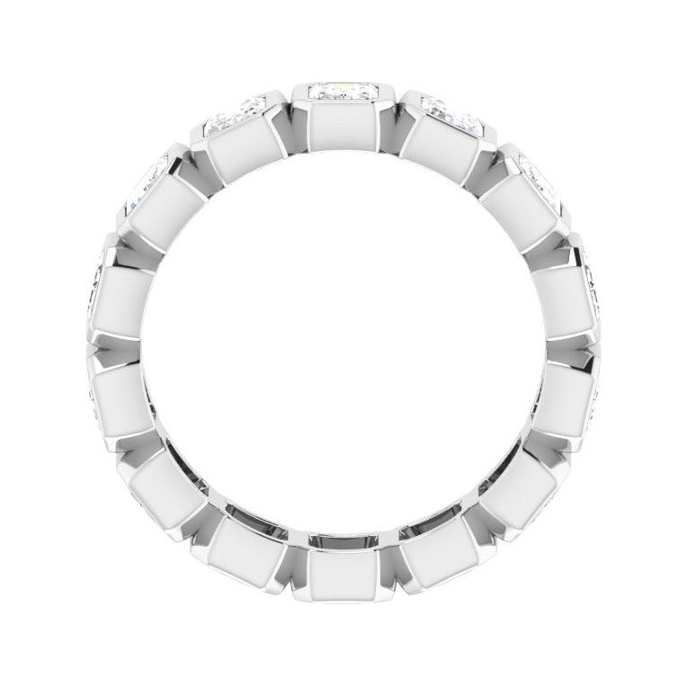 Sapphire Row Natural Diamond Emerald-Cut Bezel Band - 10K White Gold, 7.25 (view 2)