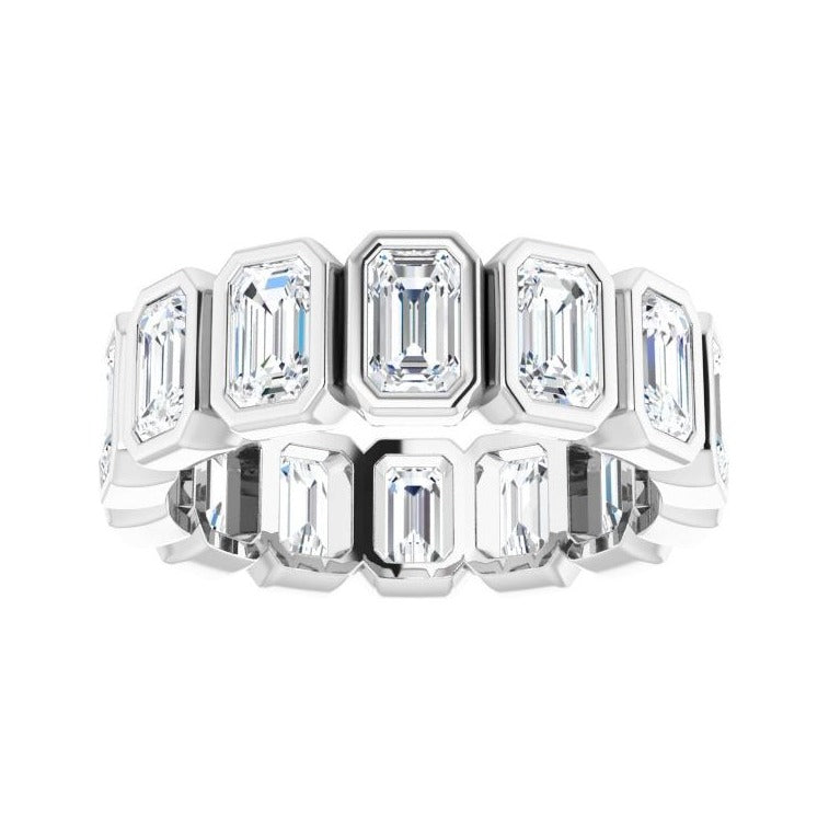 Sapphire Row Natural Diamond Emerald-Cut Bezel Band - 10K White Gold, 7.25 (view 3)