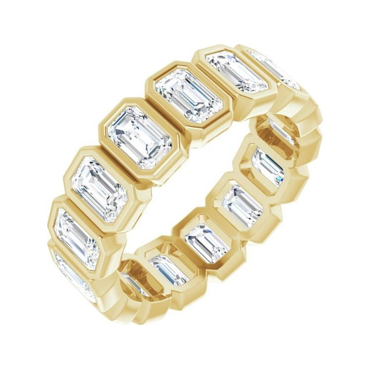 Sapphire Row Natural Diamond Emerald-Cut Bezel Band - 10K Yellow Gold, 8.5