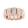 Sapphire Row Natural Diamond Emerald-Cut Bezel Band - 10K Rose Gold, 4.75 (view 3)
