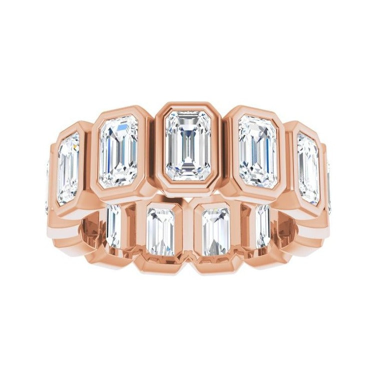 Sapphire Row Natural Diamond Emerald-Cut Bezel Band - 10K Rose Gold, 5.25 (view 3)