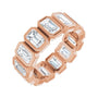 Sapphire Row Natural Diamond Emerald-Cut Bezel Band - 10K Rose Gold, 5.75
