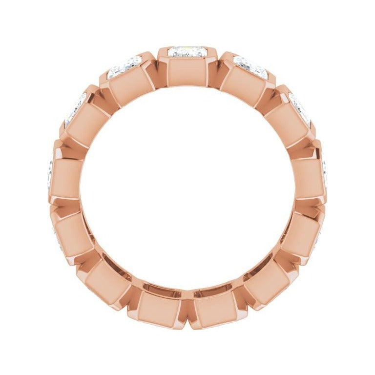 Sapphire Row Natural Diamond Emerald-Cut Bezel Band - 10K Rose Gold, 5.75 (view 2)