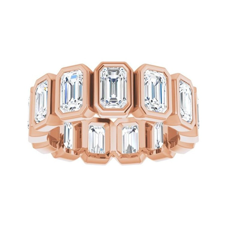 Sapphire Row Natural Diamond Emerald-Cut Bezel Band - 10K Rose Gold, 5.75 (view 3)