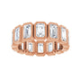 Sapphire Row Natural Diamond Emerald-Cut Bezel Band - 10K Rose Gold, 6.25 (view 3)