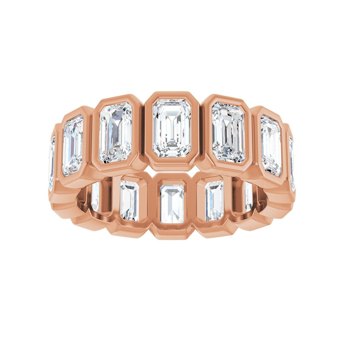 Sapphire Row Natural Diamond Emerald-Cut Bezel Band - 10K Rose Gold, 6.25 (view 3)