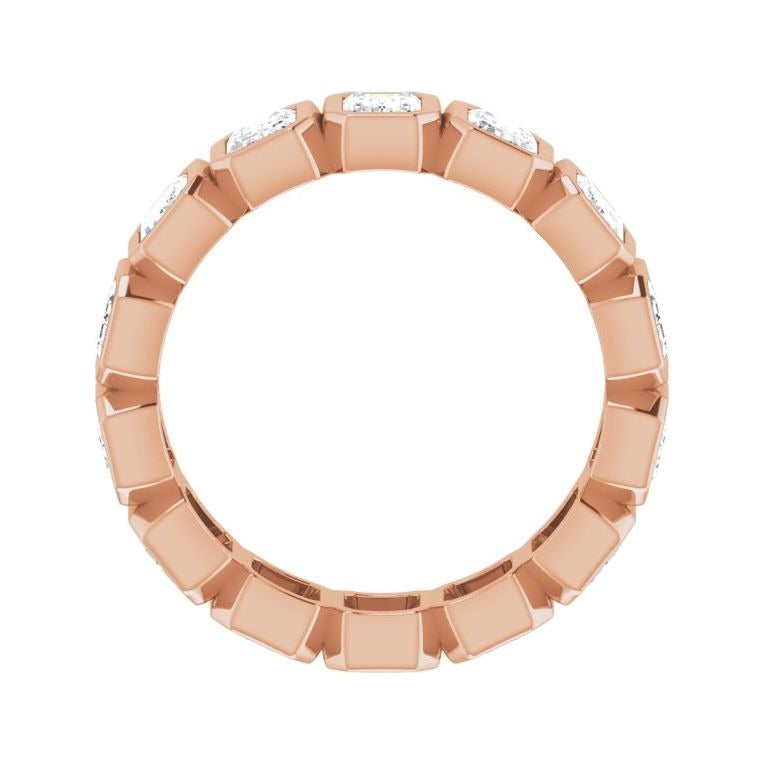 Sapphire Row Natural Diamond Emerald-Cut Bezel Band - 10K Rose Gold, 6.75 (view 2)