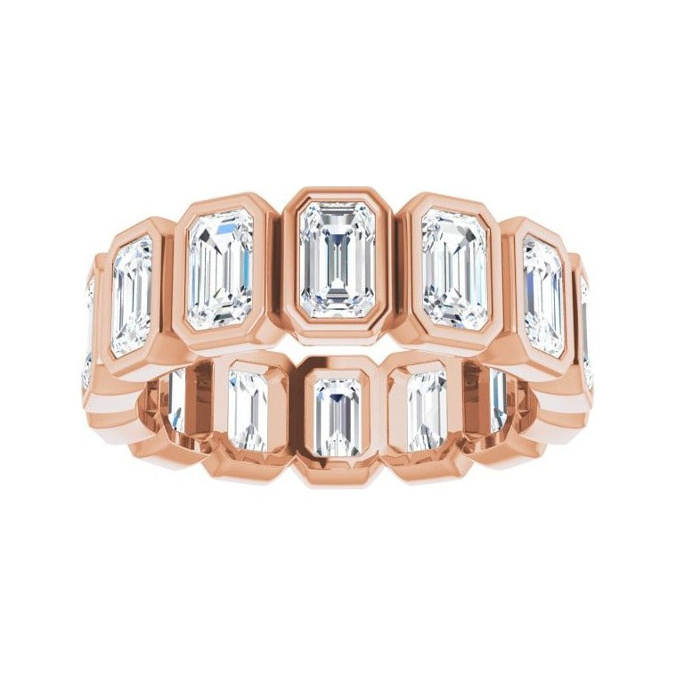 Sapphire Row Natural Diamond Emerald-Cut Bezel Band - 10K Rose Gold, 7.25 (view 3)