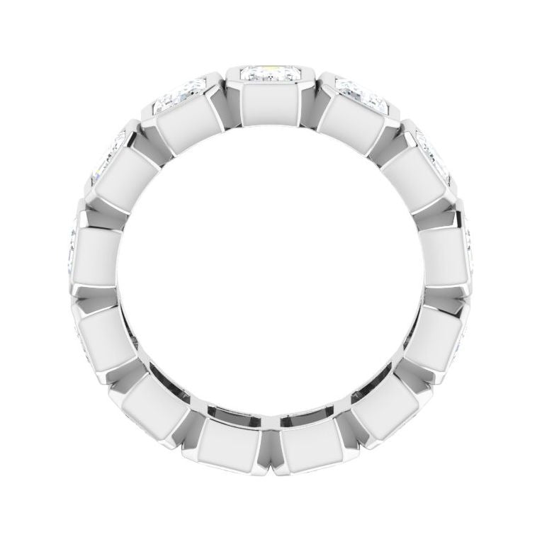 Sapphire Row Natural Diamond Emerald-Cut Bezel Band - 10K White Gold, 4.5 (view 2)