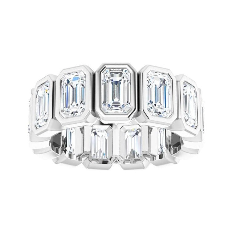 Sapphire Row Natural Diamond Emerald-Cut Bezel Band - 10K White Gold, 4.5 (view 3)