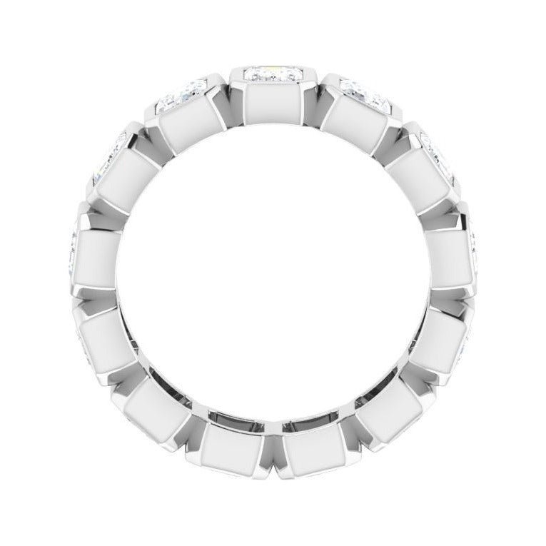 Sapphire Row Natural Diamond Emerald-Cut Bezel Band - 10K White Gold, 5.5 (view 2)