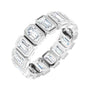 Sapphire Row Natural Diamond Emerald-Cut Bezel Band - 10K White Gold, 8.5