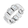 Sapphire Row Natural Diamond Emerald-Cut Bezel Band - 14K White Gold, 5.5