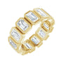 Sapphire Row Natural Diamond Emerald-Cut Bezel Band - 10K Yellow Gold, 5.75