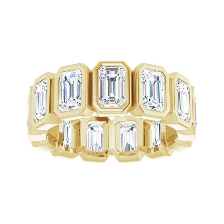 Sapphire Row Natural Diamond Emerald-Cut Bezel Band - 10K Yellow Gold, 5.75 (view 3)