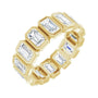 Sapphire Row Natural Diamond Emerald-Cut Bezel Band - 10K Yellow Gold, 7.25