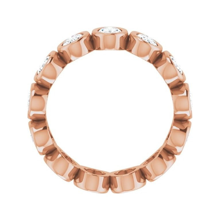 Sapphire Row Natural Diamond Oval Bezel Band - 10K Rose Gold, 5 (view 2)