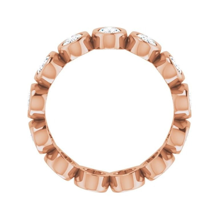 Sapphire Row Natural Diamond Oval Bezel Band - 10K Rose Gold, 6 (view 2)