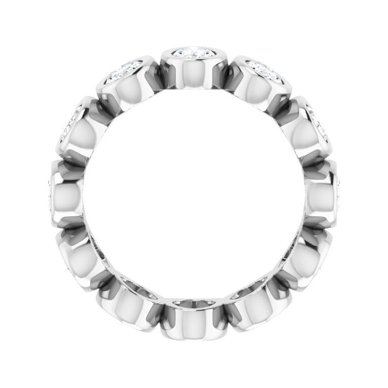 Sapphire Row Natural Diamond Oval Bezel Band - 10K White Gold, 4 (view 2)