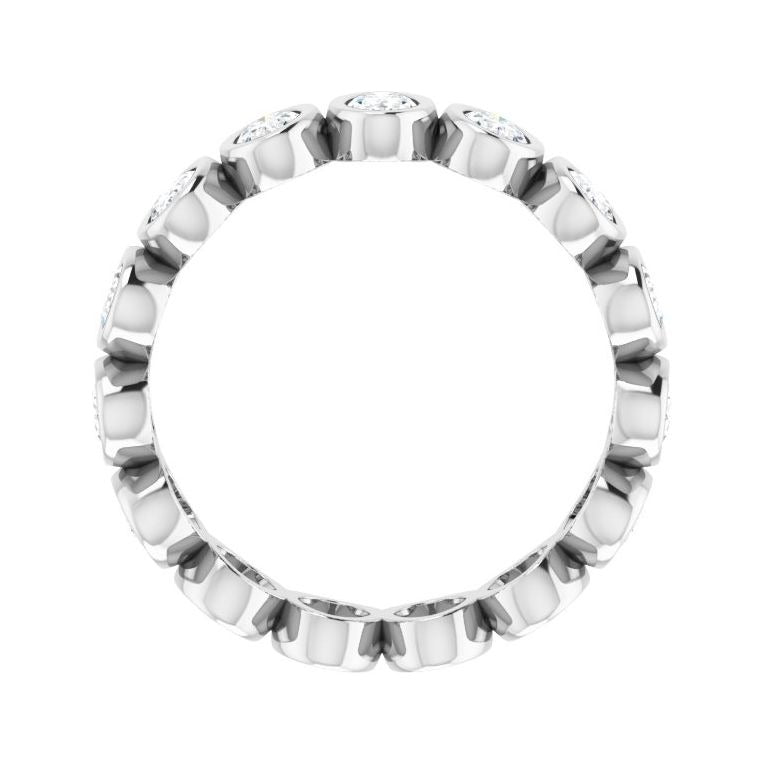 Sapphire Row Natural Diamond Oval Bezel Band - 10K White Gold, 9 (view 2)