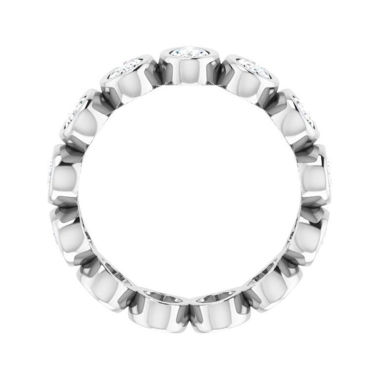 Sapphire Row Natural Diamond Oval Bezel Band - 14K White Gold, 6 (view 2)
