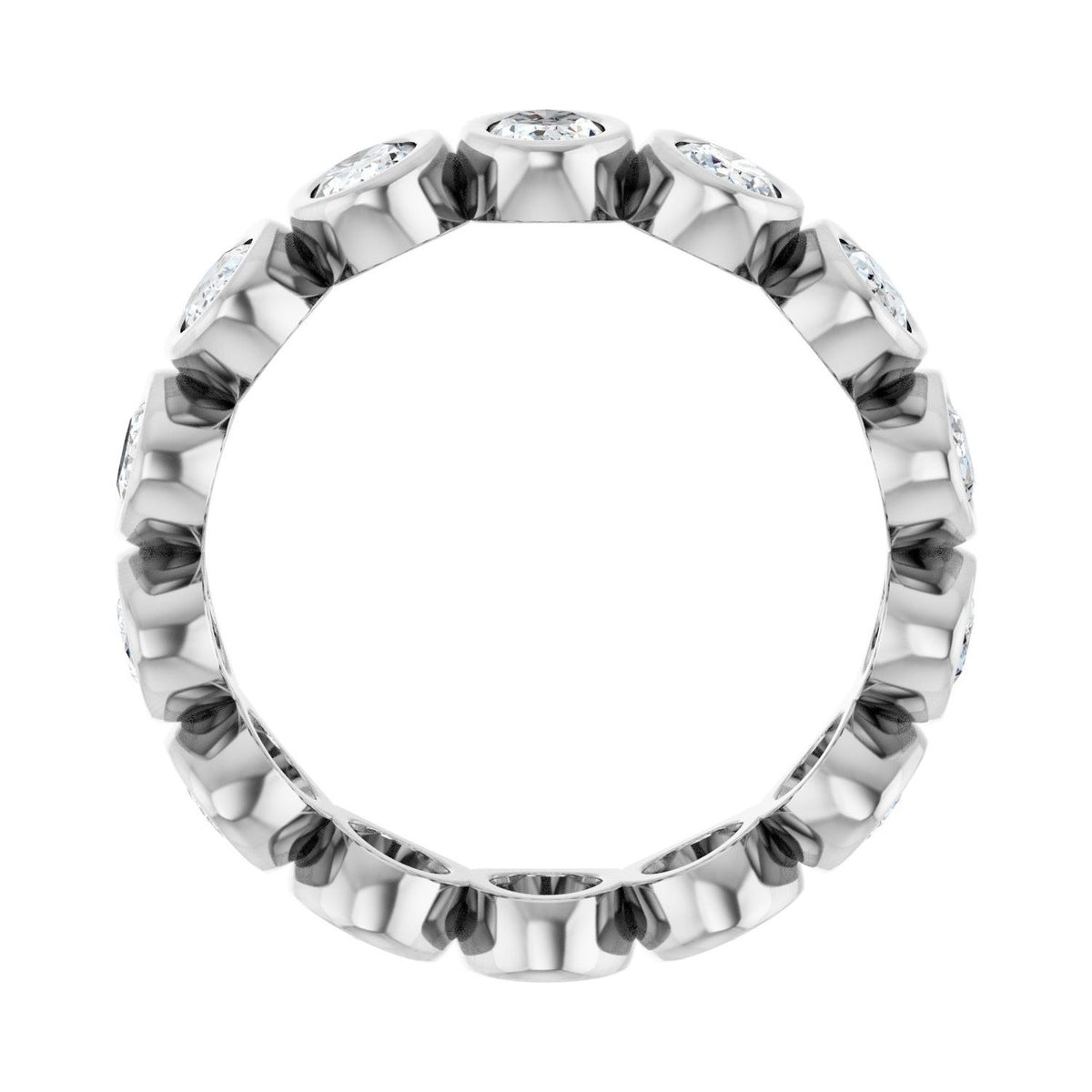 Sapphire Row Natural Diamond Oval Bezel Band - 14K White Gold, 7 (view 2)