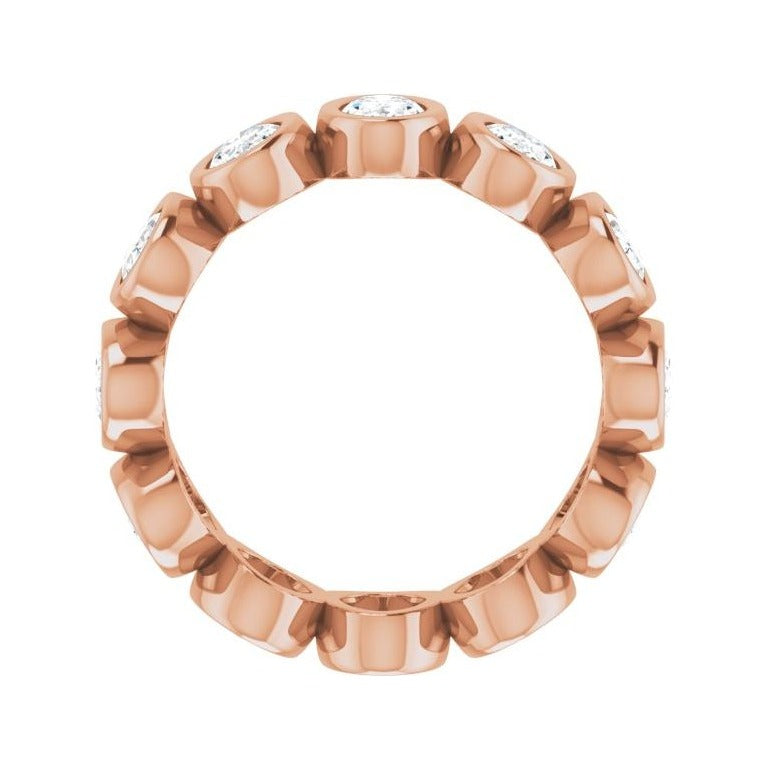 Sapphire Row Natural Diamond Oval Bezel Band - 10K Rose Gold, 4.25 (view 2)